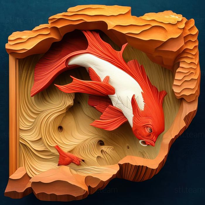 3D модель Рыбка поньо на скале аниме (STL)
